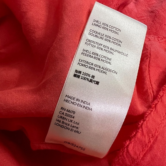 EUC {Anthro} Embroidered Pink Textured Ruffled & Tiered Orange Sundress | Small - Picture 11 of 15